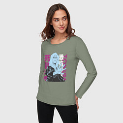 Лонгслив хлопковый женский Моя геройская академия Шигараки Томура, цвет: авокадо — фото 2