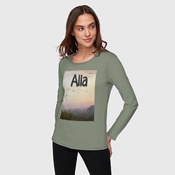 Лонгслив хлопковый женский Alla - туманная Алла, цвет: авокадо — фото 2