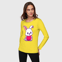 Лонгслив хлопковый женский Heart rabbit, цвет: желтый — фото 2