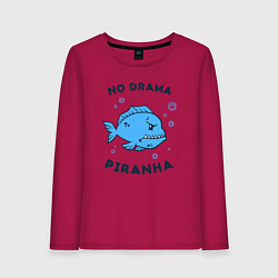 Лонгслив хлопковый женский No drama piranha, цвет: маджента
