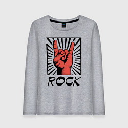 Лонгслив хлопковый женский Rock - жест коза, цвет: меланж