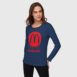 Лонгслив хлопковый женский Mcdeath, цвет: тёмно-синий — фото 2