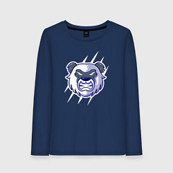 Лонгслив хлопковый женский Злая панда, цвет: тёмно-синий