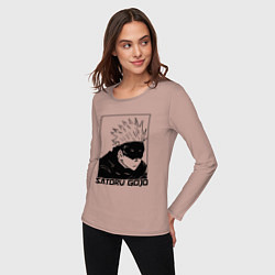 Лонгслив хлопковый женский Satoru gojo anime, цвет: пыльно-розовый — фото 2