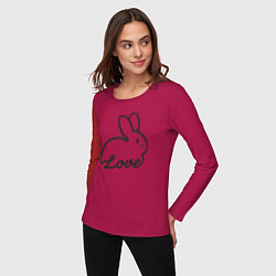 Лонгслив хлопковый женский Bunny lover, цвет: маджента — фото 2