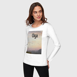 Лонгслив хлопковый женский Olga птицы в тумане, цвет: белый — фото 2