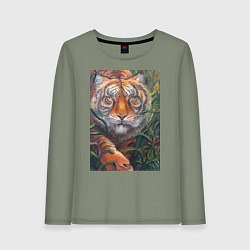 Женский лонгслив Охотящийся тигр