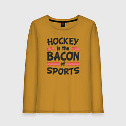 Лонгслив хлопковый женский Хоккей это бекон спорта, цвет: горчичный