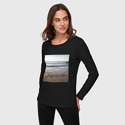 Лонгслив хлопковый женский Имя Анна на песке, цвет: черный — фото 2