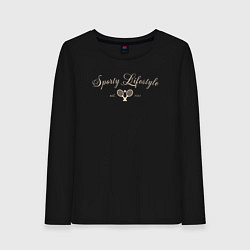 Лонгслив хлопковый женский Sporty lifestyle бежевый для тенниса, цвет: черный