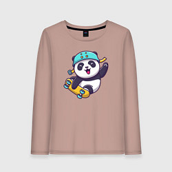 Лонгслив хлопковый женский Skater panda, цвет: пыльно-розовый