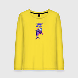 Лонгслив хлопковый женский Hipster whale, цвет: желтый
