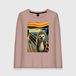 Женский лонгслив Ёжик кричит на картине Эдварда Мунка - мем искусст