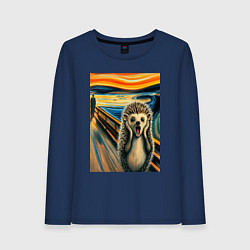 Женский лонгслив Ёжик кричит на картине Эдварда Мунка - мем искусст