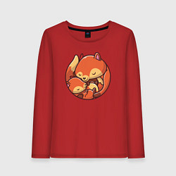 Лонгслив хлопковый женский Fox family, цвет: красный