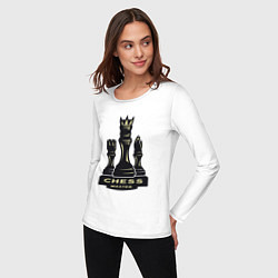 Лонгслив хлопковый женский Chess master, цвет: белый — фото 2