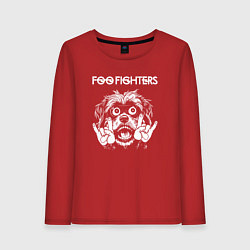 Лонгслив хлопковый женский Foo Fighters rock dog, цвет: красный