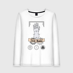 Лонгслив хлопковый женский Iron hands Warhammer 40k, цвет: белый