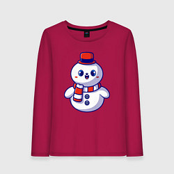 Лонгслив хлопковый женский Милый снеговик, цвет: маджента