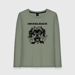 Лонгслив хлопковый женский Nickelback - rock dog, цвет: авокадо