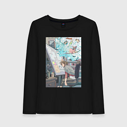 Лонгслив хлопковый женский Будни дизайнера, цвет: черный
