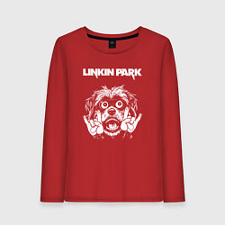 Лонгслив хлопковый женский Linkin Park rock dog, цвет: красный