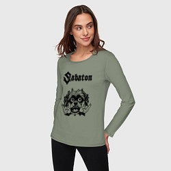 Лонгслив хлопковый женский Sabaton - rock dog, цвет: авокадо — фото 2