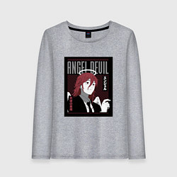 Лонгслив хлопковый женский Человек-бензопила Angel Devil, цвет: меланж