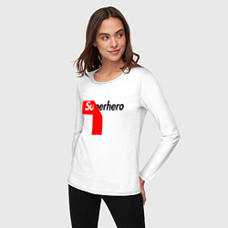 Лонгслив хлопковый женский Супергерой, цвет: белый — фото 2