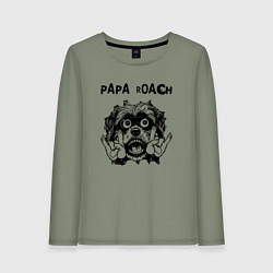 Лонгслив хлопковый женский Papa Roach - rock dog, цвет: авокадо