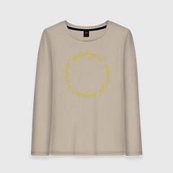 Лонгслив хлопковый женский Руны единого кольца Властелин колец, цвет: миндальный