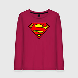 Лонгслив хлопковый женский Superman logo, цвет: маджента