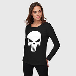 Лонгслив хлопковый женский Punisher logo, цвет: черный — фото 2
