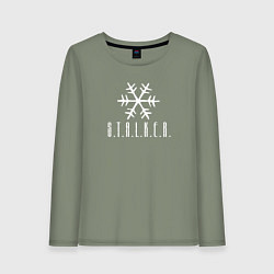 Лонгслив хлопковый женский Сталкер - снежинка, цвет: авокадо