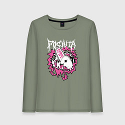 Лонгслив хлопковый женский Человек-бензопила Почита бензопила, цвет: авокадо