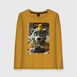 Женский лонгслив Волк и цыпа