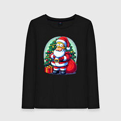 Лонгслив хлопковый женский Santa Simpson - ai art, цвет: черный