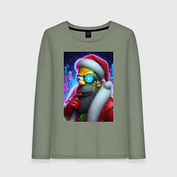 Лонгслив хлопковый женский Simpson Claus - cyberpunk, цвет: авокадо