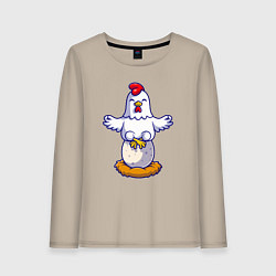 Лонгслив хлопковый женский Куриная йога, цвет: миндальный