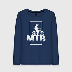 Лонгслив хлопковый женский Горный байк, цвет: тёмно-синий