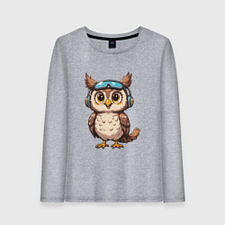 Лонгслив хлопковый женский Сова геймер, цвет: меланж
