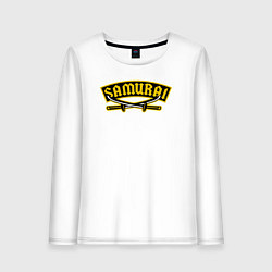 Лонгслив хлопковый женский Мечи самурая, цвет: белый