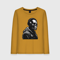 Лонгслив хлопковый женский Skeletor music, цвет: горчичный