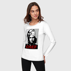 Лонгслив хлопковый женский Че Гевара - шеф повар, цвет: белый — фото 2