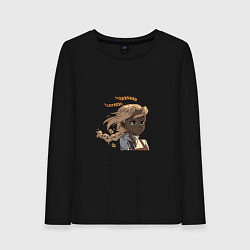 Лонгслив хлопковый женский Грустный колосок, цвет: черный