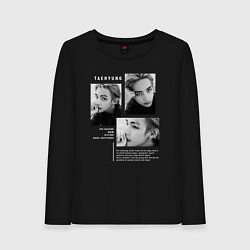 Лонгслив хлопковый женский Taehyung bts black-white, цвет: черный