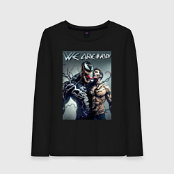 Лонгслив хлопковый женский Eddie and Venom - ai art fantasy, цвет: черный