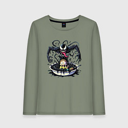Лонгслив хлопковый женский Morty and Venom slime - ai art fantasy, цвет: авокадо