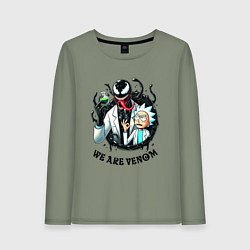Лонгслив хлопковый женский Venom slime and Rick - collaboration, цвет: авокадо
