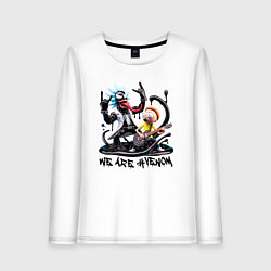 Лонгслив хлопковый женский Рок группа Рика-Венома и Морти, цвет: белый